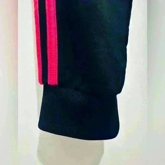 Adidas Youth Tall Size Large/14, Classic Tricot Jogger, Black with Pink Stripes - Picture 8 of 14